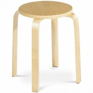 Set of 4 18 Inch Wood Home Backless Dining Chairs-Natural - Color: Natural - Picture 1 of 1