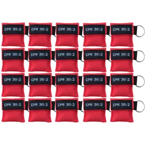 100 X CPR Face Mask Keychain Pouch Mask One Way Valve First Aid Face Shields - Picture 1 of 5