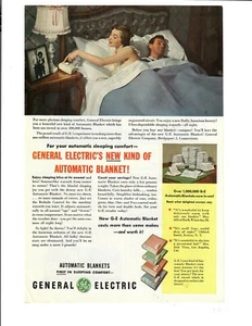 1950 General Electric Automatic Blankets Couple In Bed Household Ephemera Ad - Picture 1 of 1