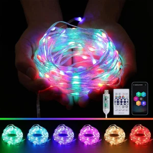 10M 100LED Smart Bluetooth APP RGBIC String Fairy Lights Party Garden Lamp IP65 - Picture 1 of 13