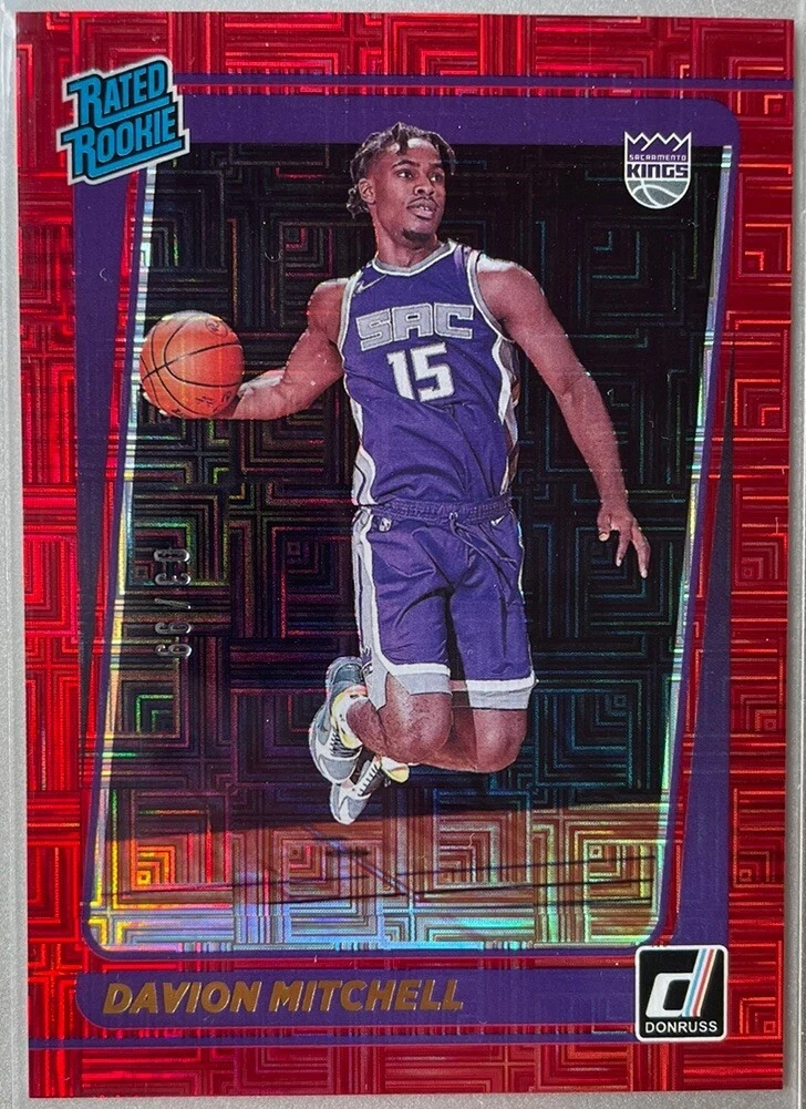 2021-22 Panini Donruss Rated Choice Red #d 03/99 Davion Mitchell #205 Rookie RC