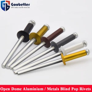 4mm 5mm Open Dome Aluminium / Metals Blind Pop Rivets - Coloured Rivits Head - Picture 1 of 21
