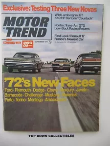 Motor Trend Magazin September 1971 Lamborghini GT 440 Bertone Countach - Bild 1 von 3