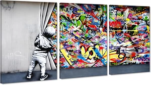 Behind the Curtain Canvas Prints Banksy Graffiti Wall Art Paintings Pop Art Colo - Picture 1 of 7