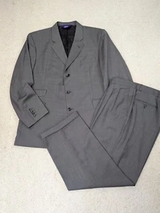Suit Mens 46R 38x29 Gray Wool Cashmere 2 Piece Jacket Pants 3 Button Ukraine - Picture 1 of 24