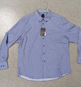 Camisa Michael Strahan Para Hombres Azul Doble Bolsillo Elastizada Calce Moderno NUEVA Talla XL - Imagen 1 de 8