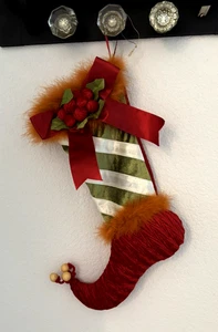 Zapato Elfo NAVIDAD MEDIAS Vacaciones Peluche Colgante Decoraciones 16" - Imagen 1 de 5