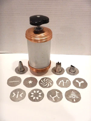 Vintage Mirro Aluminum Cookie Cooky & Pastry Press w/ Discs Tips 3" - Image 1 of 4