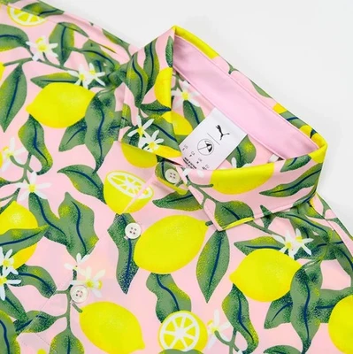 Puma Men's Arnold Palmer AP Lemon Branch Golf Polo Shirt Pale Pink M NEW $73 - Image 1 of 4