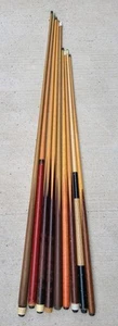 Vintage One Piece Pool Cue Wooden Billiards Mixed Lot Of 9 - Picture 1 of 9