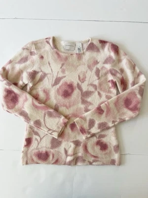 Suéter Liz Claiborne Mujer M Crema Rosas Cordero Lana Angora Mezcla Cómodo Acogedor Foto 1 de 4
