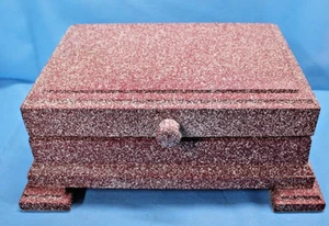 Vintage Handarbeit Holz Fuß Schmuck Andenken Aufbewahrung Schätze Box - Bild 1 von 8