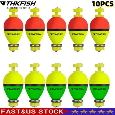 THKFISH 10 Packs Weighted Bobbers Foam Oval Slip Bobbers for Fishing Bluegill Crappie