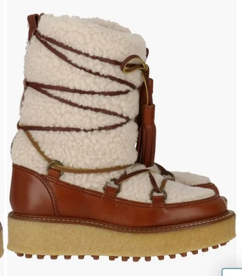 Tod’s Faux Fur  Shearling Platform Leather Boots Size 38.5 $1095 New - Image 1 of 4