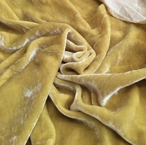 Apricot Yellow Silk Velvet Fabric by the Yard, 1/2 Yard and 1/4 Yard, V22 - Picture 1 of 2