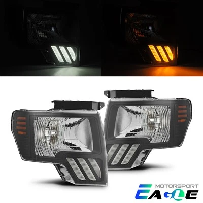FOR 2009-2014 Ford F-150 Pickup MKII LED Black Projector Headlights Pair - Image 1 of 4