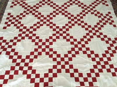 "Colchas de cadena irlandesas hechas a mano 76x86"" parte superior rojo de fondo blanco" Foto 1 de 4