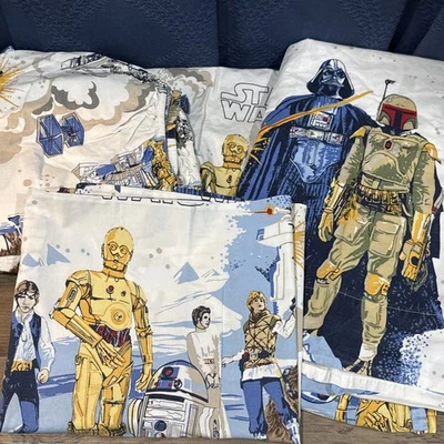 Juego de sábanas Pottery Barn Kids Star Wars A NEW HOPE 3 piezas funda de almohada plana ajustable DOBLE Foto 1 de 4