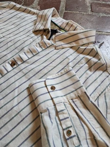 Five Four Shirt Men's XL White Green Blue Stripe Long Sleeve Button Down NWT - Picture 1 of 9