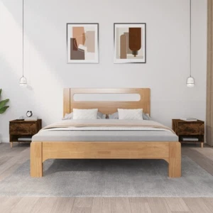 NNEVL Bedside Tables 2 pcs Smoked Oak 50x46x50 cm Engineered Wood - Picture 1 of 10