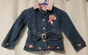 Vintage Strawberry Shortcake Demin Jacket w/ Faux Fur Collar Girls Size 5 - Picture 1 of 10