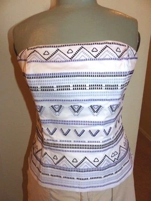 Top Camisola BUSTIER Bordada Coco BUSTIER Talla 10 WHITE HOUSE BLACK MARKET Nuevo con Etiquetas Foto 1 de 4