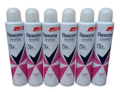 6xREXONA PROTECCIÓN AVANZADA 72H 0% ALCOHOL EN POLVO SECO ANTITRANSPIRANTE 200ml Foto 1 de 3