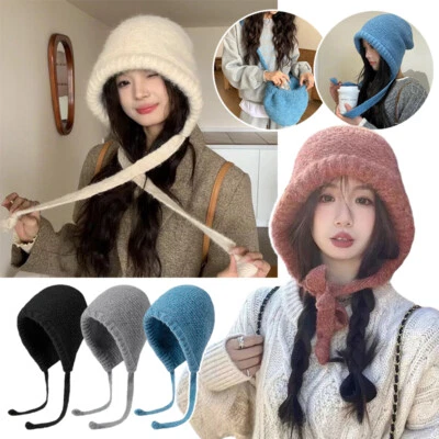 Sombrero Tejido Pasamontañas Gorros Gorra Cálido Unisex Con Capucha Doble Uso Bufanda Gorra Invierno Foto 1 de 4