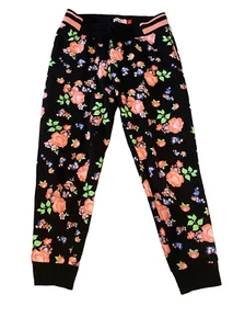 SO Floral Fleece Lined Joggers Comfort Casual Lounge Everyday School - Picture 1 of 10