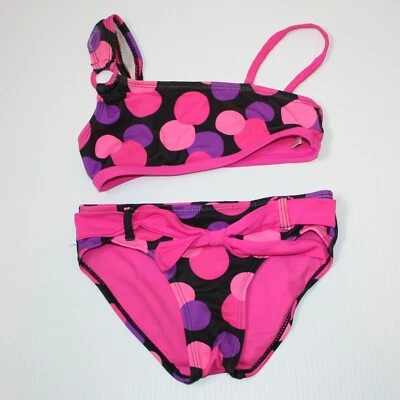 Justice Girl's Pink with Large Polka Dots Bikini Swim Swimsuit Set in size 6 - Image 1 of 3