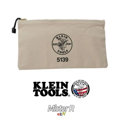 Klein Tools • Natural Canvas Tool Bag With Brass Zipper • #5139 White - Image 1 of 4