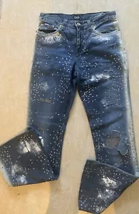 Dolce Gabbana Rare Paint Splatter Distressed Jeans Heavily Studded Size 40 - Picture 1 of 9