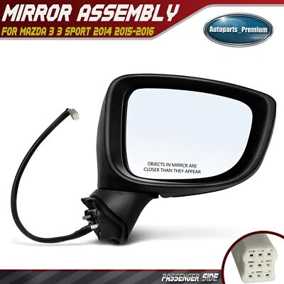 Espejo retrovisor eléctrico negro pasajero térmico con intermitente para Mazda 3 3 Sport 2014-2016 Foto 1 de 4