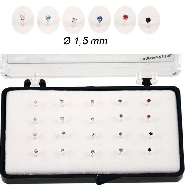 1 Orecchini Piercing Naso Nasini Argento 925 cristallo colorato 1,5 mm - Immagine 1 di 1