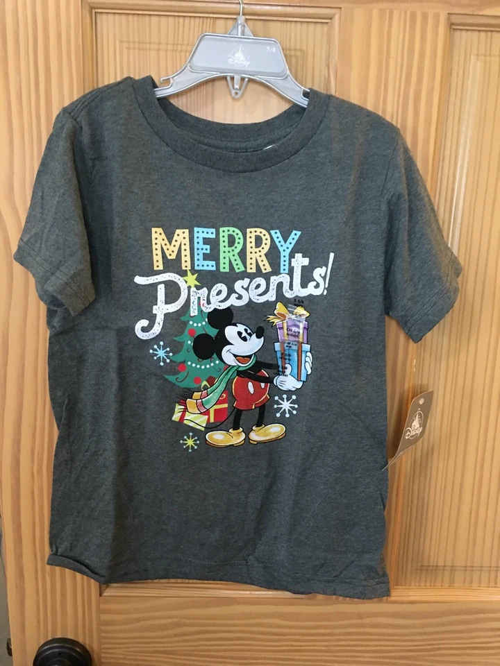 NWT Disney Store Mickey Mouse Tee Shirt Top Holiday Christmas Boys Gray - Image 1 of 1