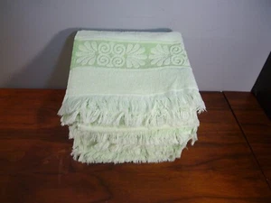6 Vintage Cannon Monticello Santa Cruz Mint Green Fringed Bath Towels Sculptured - Picture 1 of 6