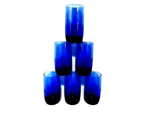 Cobalt Blue Glass Set Of 6 Tumblers 12oz. 5" Tall - Picture 1 of 2