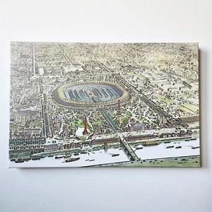 1867 Vintage World's Fair Exposition Paris France Panoramic Canvas 16" x 24" Map - Picture 1 of 7