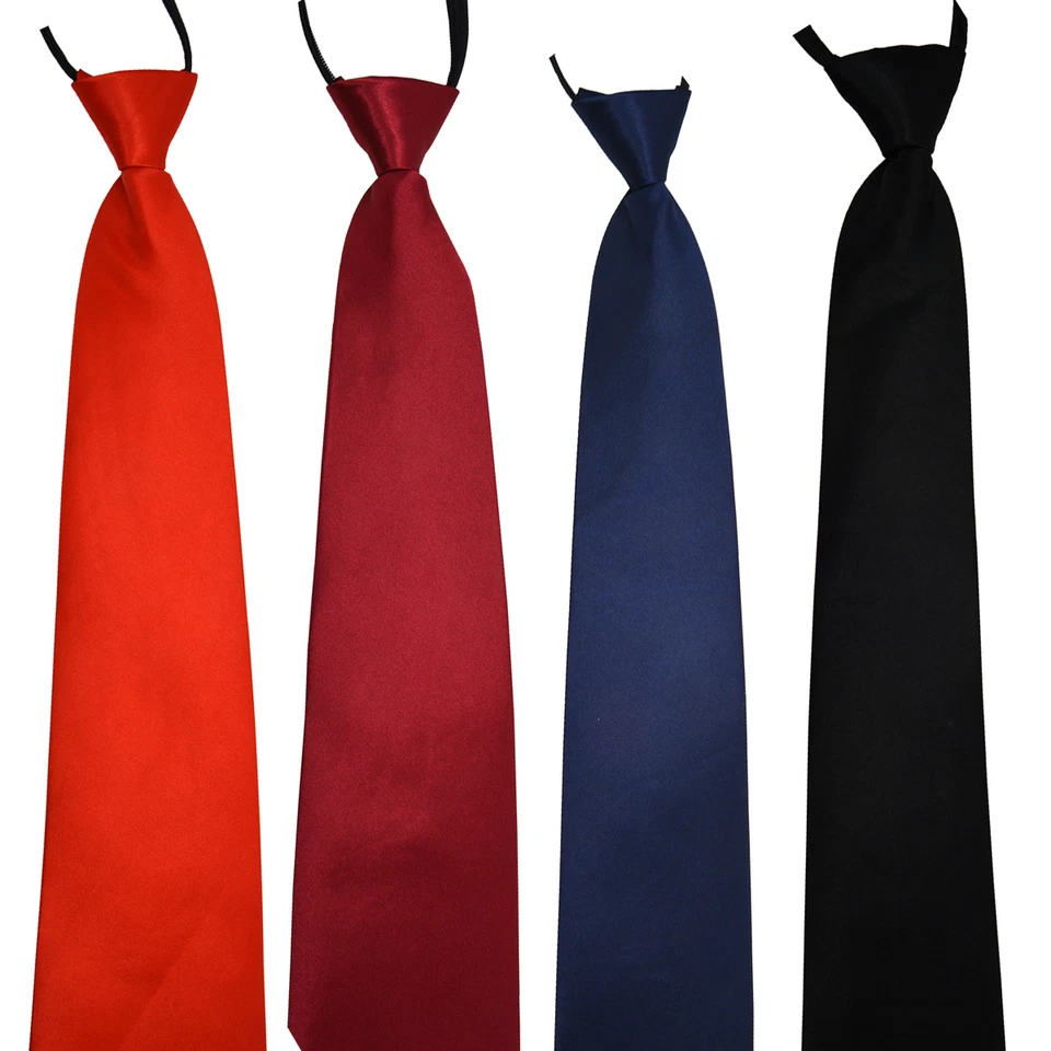 Corbatas con cremallera preatadas tejidas jacquard de poliéster liso liso para hombre Foto 1 de 1