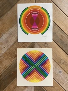George Gee signierte Op Art Drucke auf Karten vom Künstler gesendet - Bild 1 von 8