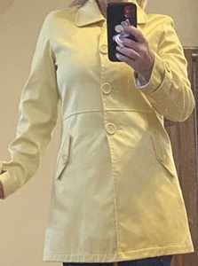 MAX STUDIO Damen M Seidenmischung Buttergelb Trenchcoat Jacke Loch L Ärmel - Bild 1 von 14