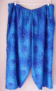 WOMENS NEW BLUE AQUA PURPLE TIE DYE PULL ON CAPRI POLY PANTS SIZE 4X 44-64