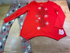 New Girl's SO Winter PJ Set Sz S-7/8 says BE UNIQUE BE YOU with Snowflakes* - Picture 1 of 3