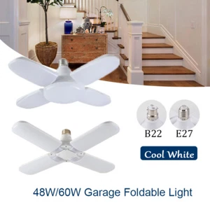 48W/60W LED Light B22/E27 Fan Blade Bulb Foldable Ceiling 4800-6000LM for Garage - Picture 1 of 12