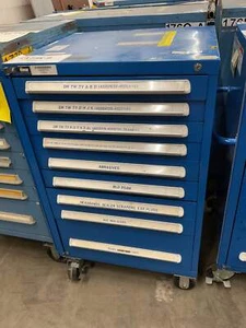 VIDMAR WHEELED STORAGE CABINET TOOL BOX 9-DRAWER 45 X 28 X 50 STEEL BLUE USED 35 - Picture 1 of 4