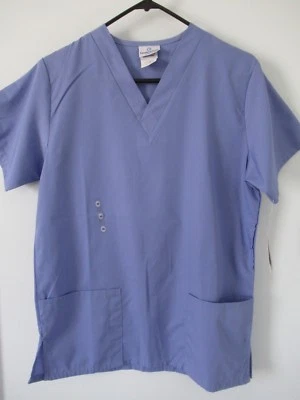 NWT  WOMEN'S SCRUB UNIFORM TOP   XS  White Swan   Ceil Blue   Short Sleeves  NEW - Image 1 of 4