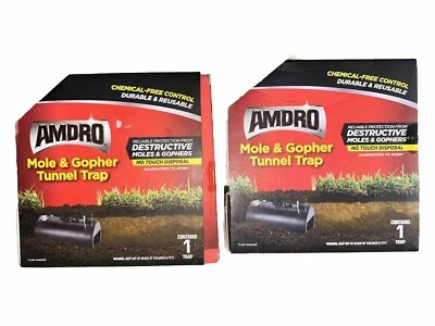 Lote de 2 (dos) AMDRO 100532010 Trampa Túnel Mole & Gopher Libre de Químicos y Reutilizable Foto 1 de 4