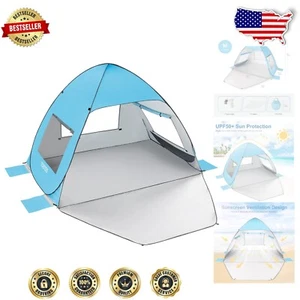 Lightweight Portable Beach Umbrella Tent for 2-3 - Instant Setup & UV Protection - Picture 1 of 9