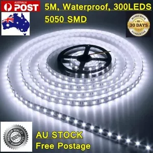 5m LED Strip Lights 12V Waterproof 5050 SMD Cool White 300 LEDs 60led/m Daylight - Picture 1 of 8
