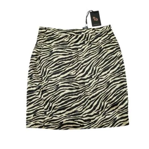 Elegante Minifalda Estampado Cebra Patrón Animal Cintura Alta Corte Recto Talla S - Imagen 1 de 8